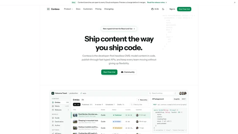 Contexa CMS Landing result preview