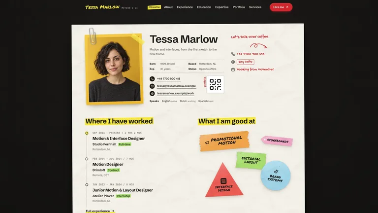 Paper-Texture Resume Site result preview