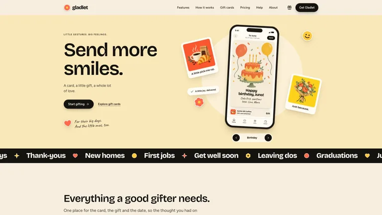 Sticker Gifting App Landing result preview